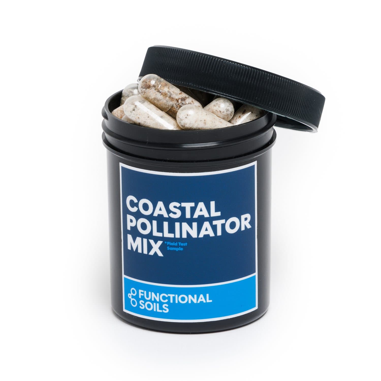 A Coastal Pollinator Mix capsule jar, open