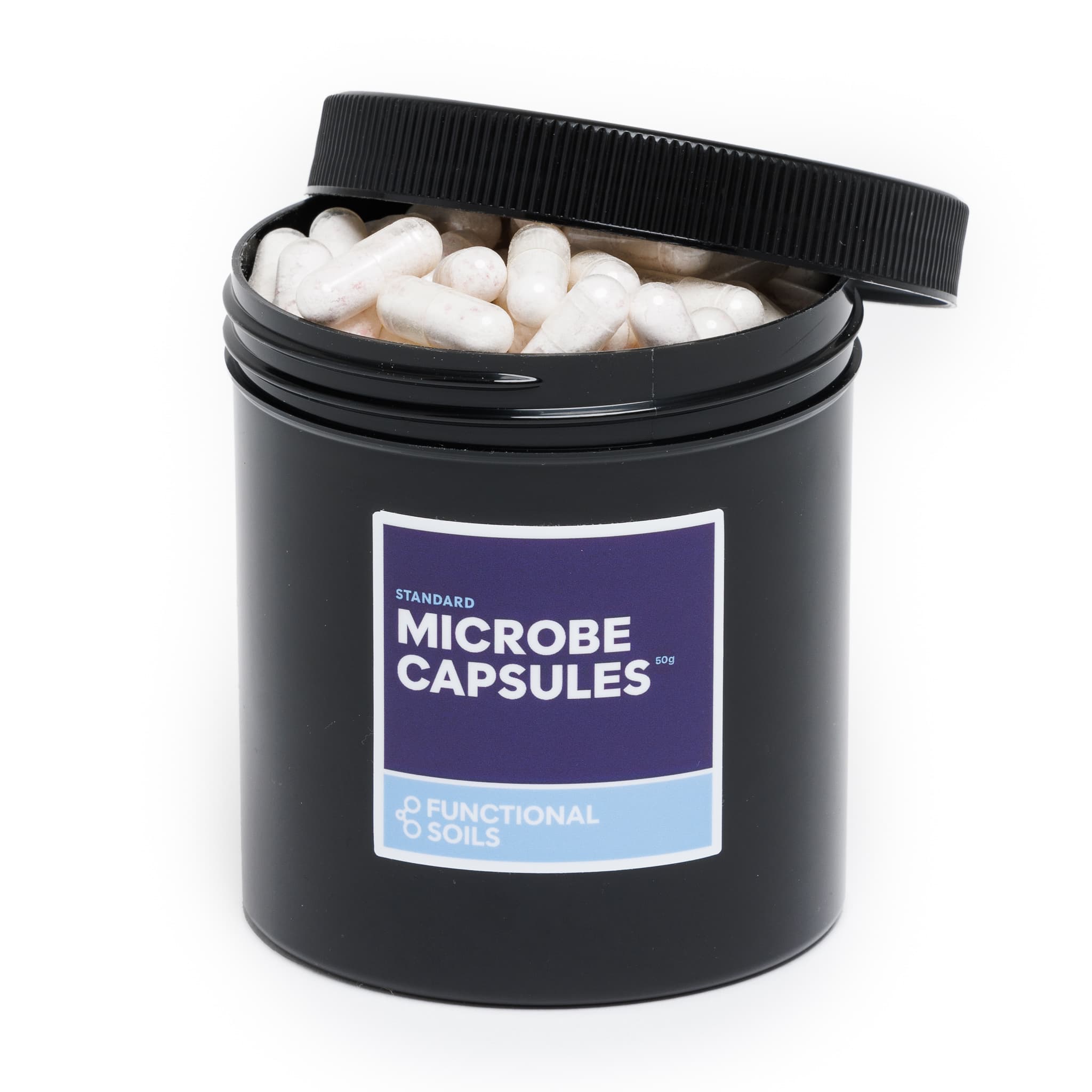 Microbe Capsules 200 g jar, open